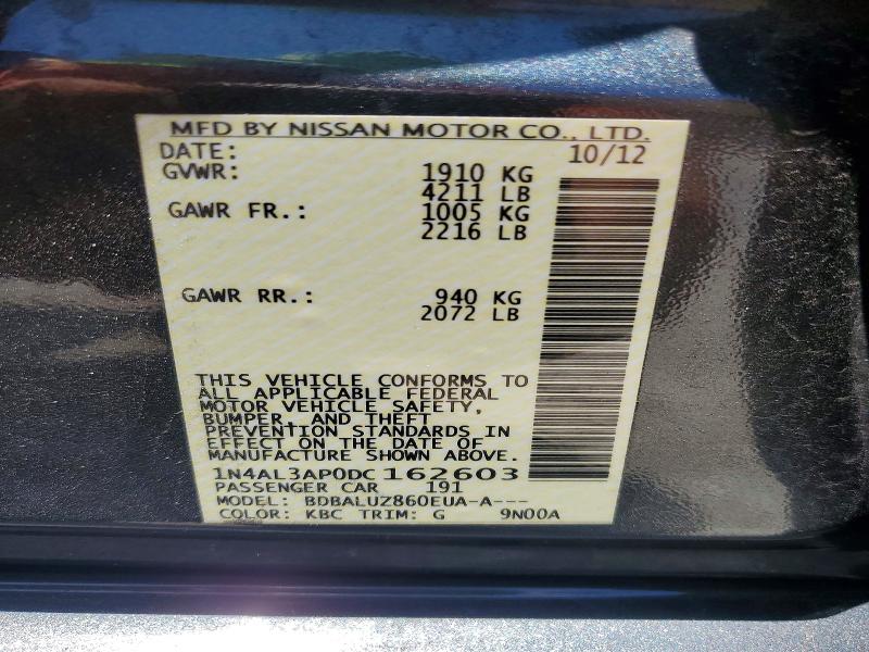 Продажа на аукционе авто 2013 Nissan Altima, vin: 1N4AL3AP0DC162603, номер лота: 54469656