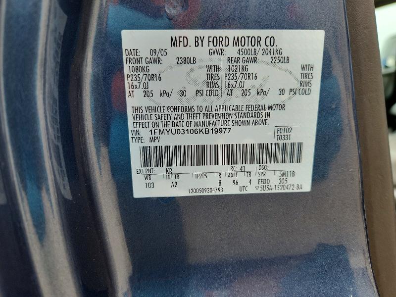 Aukcja sprzedaży 2006 Ford Escape, vin: 1FMYU03106KB19977, numer aukcji: 53897806