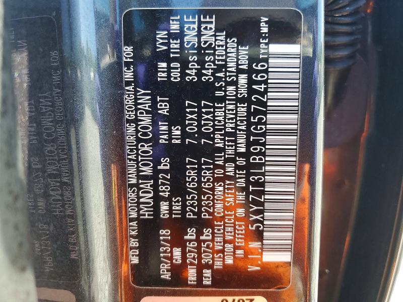 2018 Hyundai Santa Fe Sport მანქანა იყიდება აუქციონზე, vin: 5XYZT3LB9JG572466, აუქციონის ნომერი: 54653146