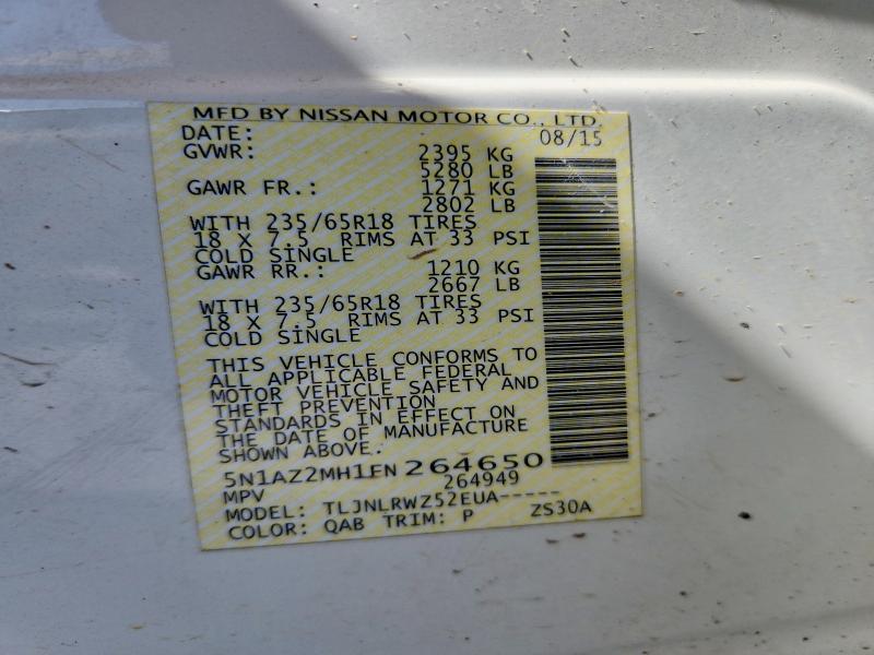 Aukcja sprzedaży 2015 Nissan Murano, vin: 5N1AZ2MH1FN264650, numer aukcji: 51547606