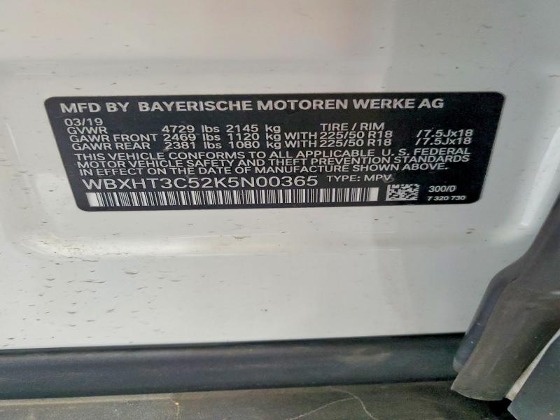 2019 Bmw X1 მანქანა იყიდება აუქციონზე, vin: WBXHT3C52K5N00365, აუქციონის ნომერი: 53585976