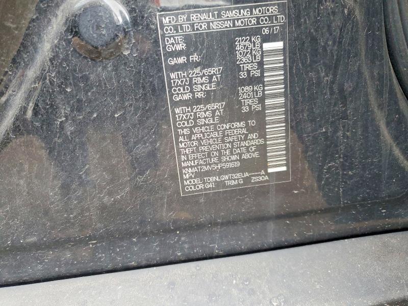 52719066 :رقم المزاد ، KNMAT2MV5HP591619 vin ، 2017 Nissan Rogue مزاد بيع