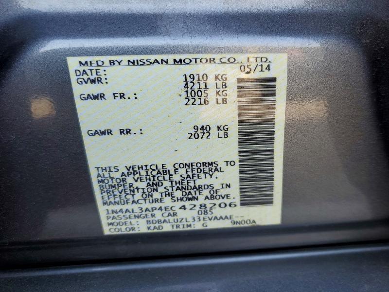 Продаж на аукціоні авто 2014 Nissan Altima, vin: 1N4AL3AP4EC428206, номер лоту: 52225256