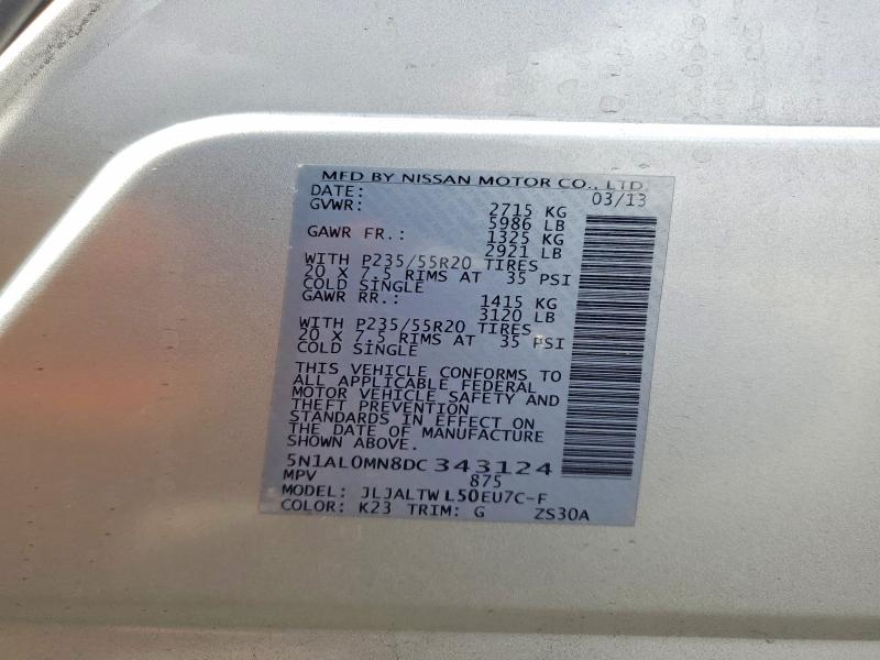 Продажа на аукционе авто 2013 Infiniti Jx35, vin: 5N1AL0MN8DC343124, номер лота: 55067076