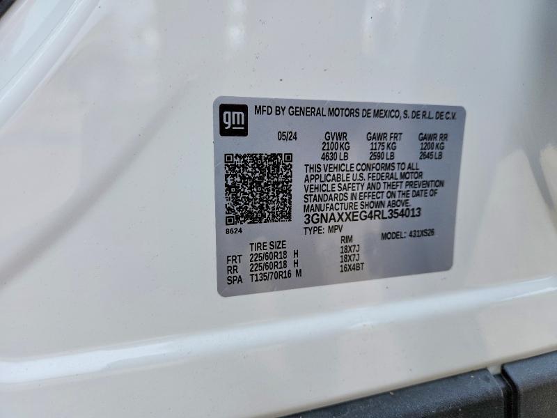 2024 Chevrolet Equinox მანქანა იყიდება აუქციონზე, vin: 3GNAXXEG4RL354013, აუქციონის ნომერი: 52606476