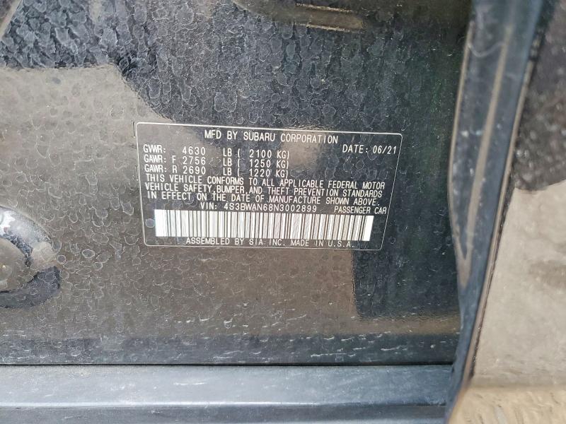 Продажа на аукционе авто 2022 Subaru Legacy, vin: 4S3BWAN68N3002899, номер лота: 54068686