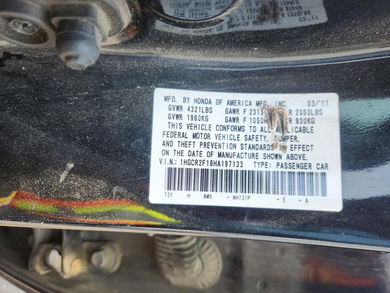 52681146 :رقم المزاد ، 1HGCR2F16HA197133 vin ، 2017 Honda Accord مزاد بيع