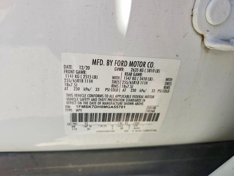55069376 :رقم المزاد ، 1FMSK7DH0MGA55701 vin ، 2021 Ford Explorer مزاد بيع