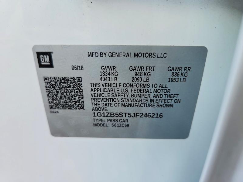 Aukcja sprzedaży 2018 Chevrolet Malibu, vin: 1G1ZB5ST5JF246216, numer aukcji: 54478406