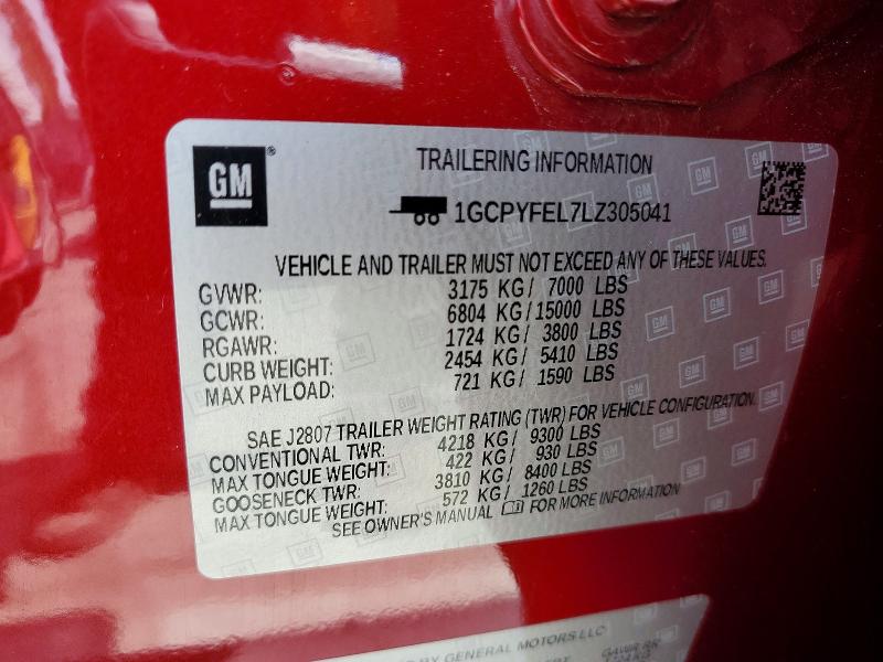 Aukcja sprzedaży 2020 Chevrolet Silverado, vin: 1GCPYFEL7LZ305041, numer aukcji: 55222326