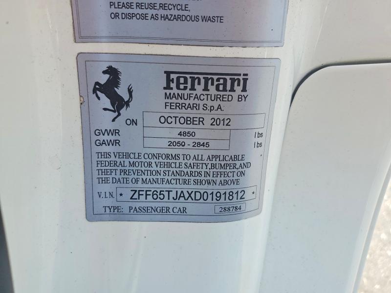 Aukcja sprzedaży 2013 Ferrari California, vin: ZFF65TJAXD0191812, numer aukcji: 51916696