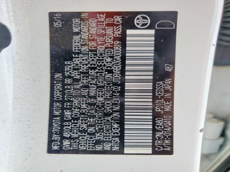 55035976 :رقم المزاد ، JTDBVRBD3GA000819 vin ، 2016 Toyota Mirai مزاد بيع