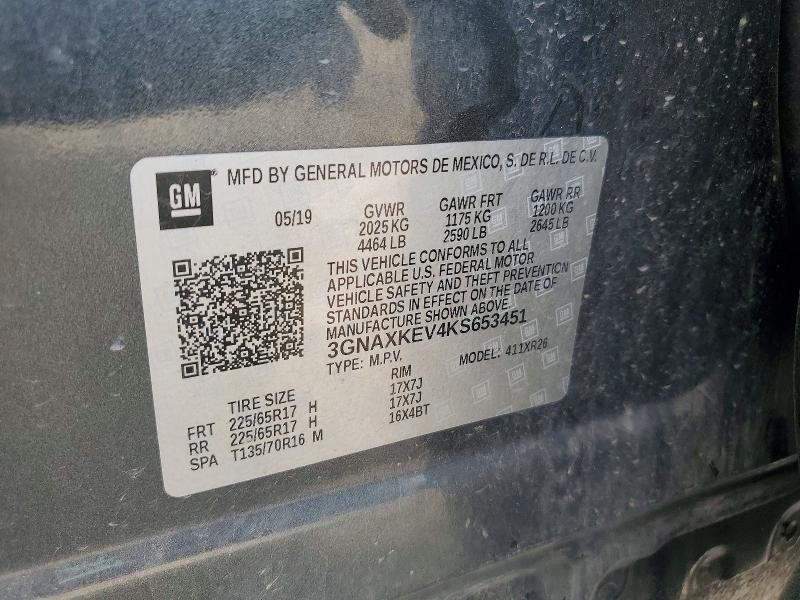 Продаж на аукціоні авто 2019 Chevrolet Equinox, vin: 3GNAXKEV4KS653451, номер лоту: 54654366