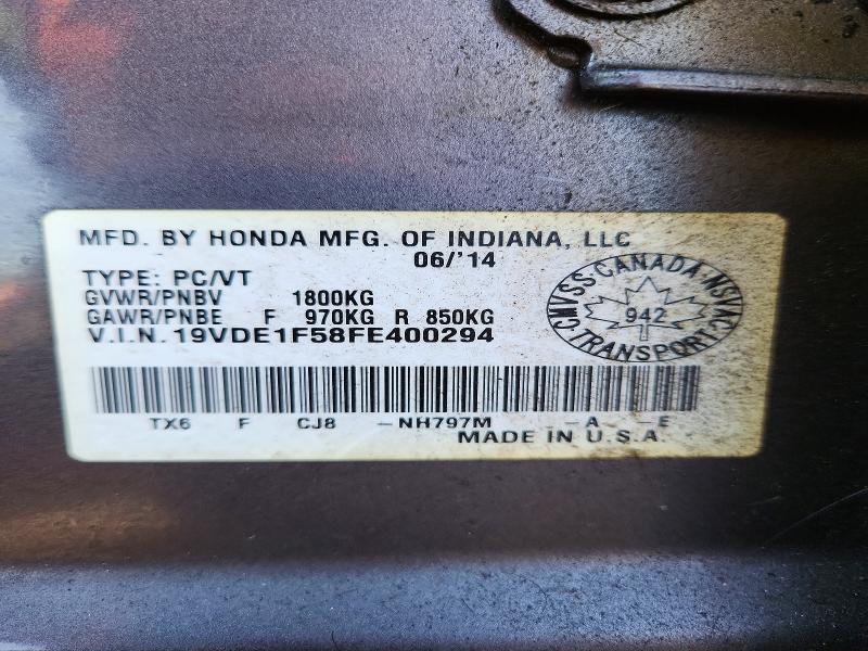 52138796 :رقم المزاد ، 19VDE1F58FE400294 vin ، 2015 Acura Ilx مزاد بيع