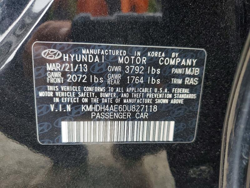 Aukcja sprzedaży 2013 Hyundai Elantra, vin: KMHDH4AE6DU827118, numer aukcji: 53846916