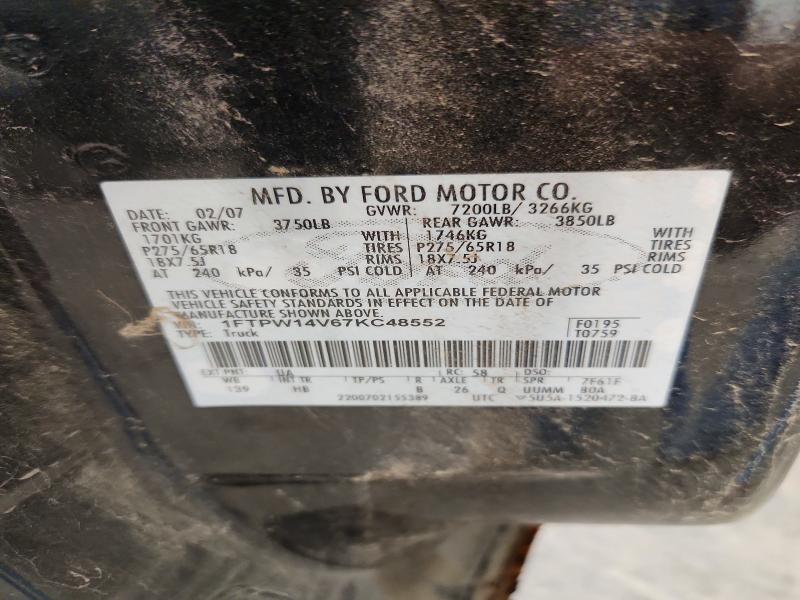 Aukcja sprzedaży 2007 Ford F150, vin: 1FTPW14V67KC48552, numer aukcji: 54637526