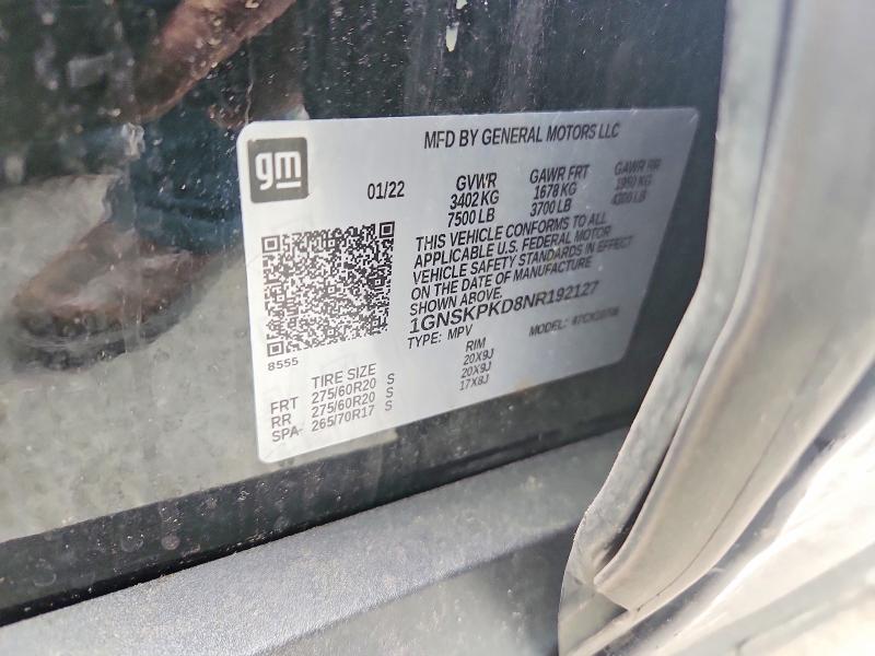 Продажа на аукционе авто 2022 Chevrolet Tahoe, vin: 1GNSKPKD8NR192127, номер лота: 53344996