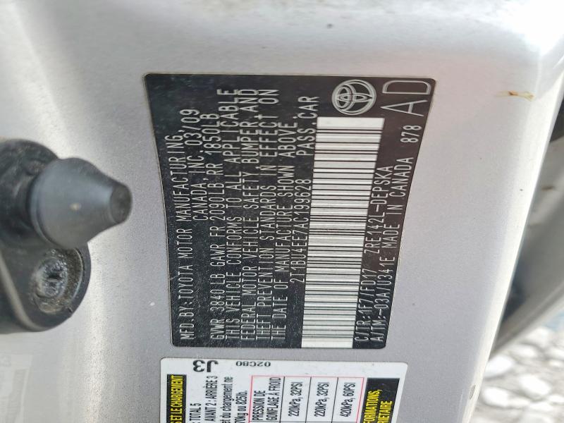 Продажа на аукционе авто 2010 Toyota Corolla, vin: 2T1BU4EE7AC199628, номер лота: 54624366