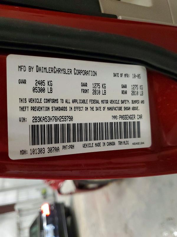 Aukcja sprzedaży 2006 Dodge Charger, vin: 2B3KA53H76H259790, numer aukcji: 52481816