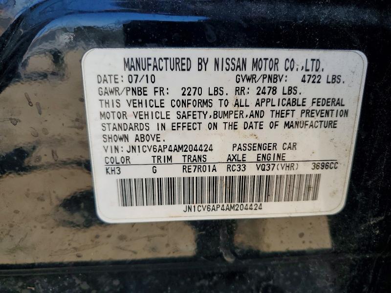 Aukcja sprzedaży 2010 Infiniti G37 Sedan, vin: JN1CV6AP4AM204424, numer aukcji: 53667856