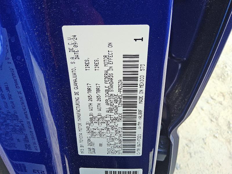 54247776 :رقم المزاد ، 3TYLB5JN0RT047512 vin ، 2024 Toyota Tacoma مزاد بيع
