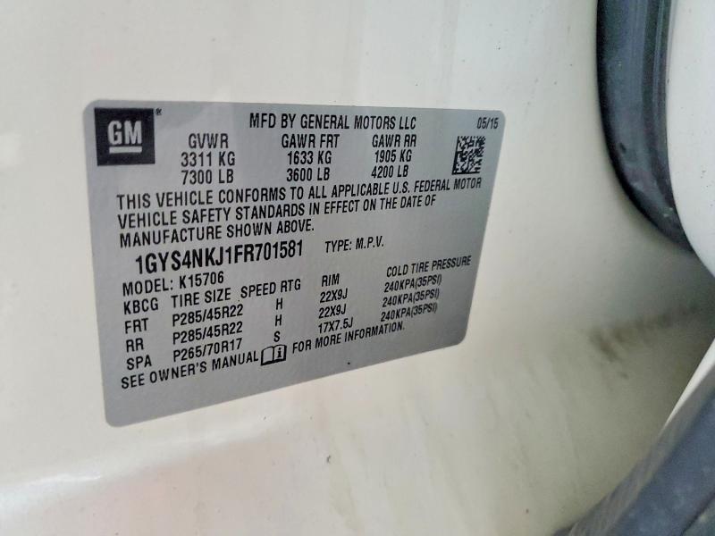 Aukcja sprzedaży 2015 Cadillac Escalade, vin: 1GYS4NKJ1FR701581, numer aukcji: 54054036