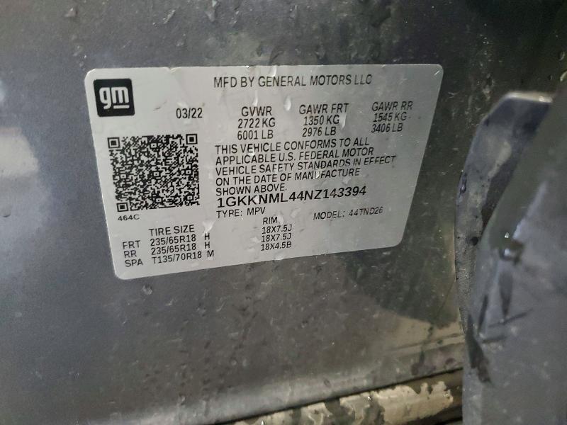 2022 Gmc Acadia მანქანა იყიდება აუქციონზე, vin: 1GKKNML44NZ143394, აუქციონის ნომერი: 54653566