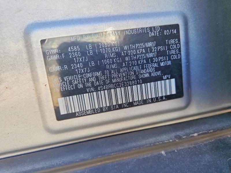 Продаж на аукціоні авто 2014 Subaru Outback, vin: 4S4BRBCC2E3288010, номер лоту: 54173286