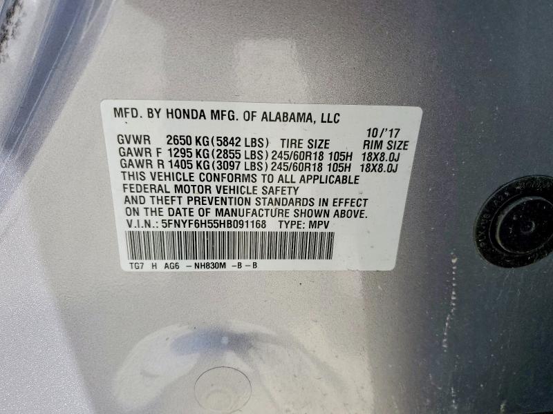 Aukcja sprzedaży 2017 Honda Pilot, vin: 5FNYF6H55HB091168, numer aukcji: 54645756