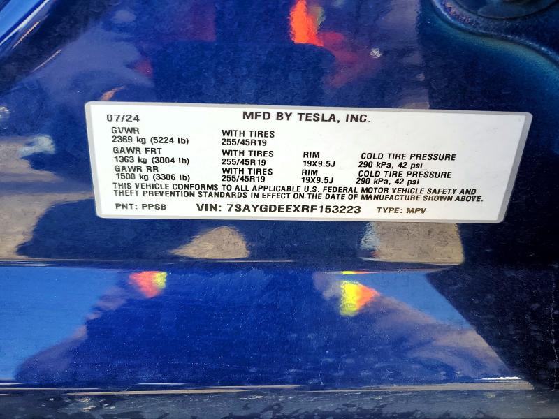 Aukcja sprzedaży 2024 Tesla Model Y, vin: 7SAYGDEEXRF153223, numer aukcji: 52943376
