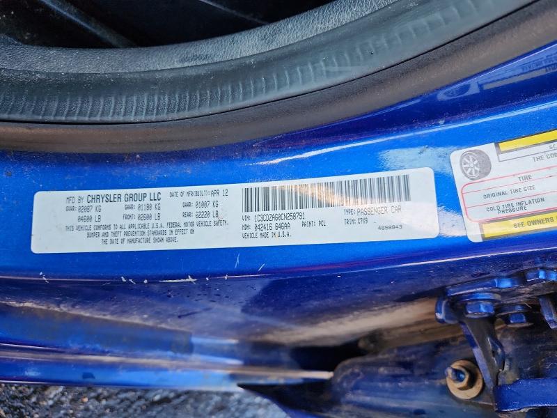 Продаж на аукціоні авто 2012 Dodge Avenger, vin: 1C3CDZAG0CN258791, номер лоту: 52851106