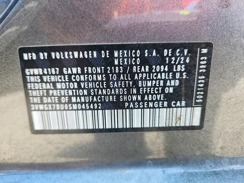 2025 Volkswagen Jetta მანქანა იყიდება აუქციონზე, vin: 3VWGX7BU6SM045492, აუქციონის ნომერი: 52208096