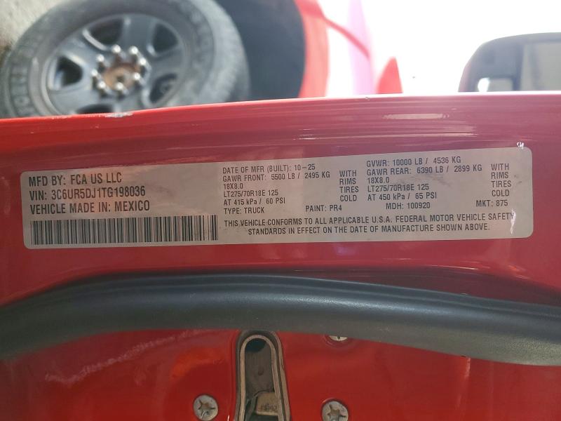 Продаж на аукціоні авто 2026 Ram 2500, vin: 3C6UR5DJ1TG198036, номер лоту: 52433706