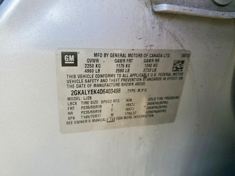 53656716 :رقم المزاد ، 2GKALYEK4D6403498 vin ، 2013 Gmc Terrain مزاد بيع