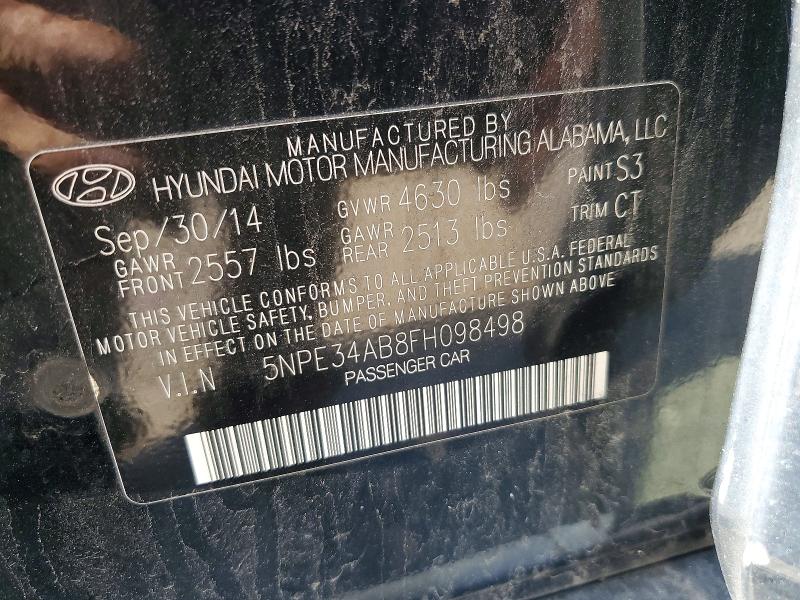 2015 Hyundai Sonata მანქანა იყიდება აუქციონზე, vin: 5NPE34AB8FH098498, აუქციონის ნომერი: 54850856