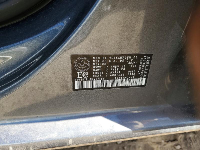 Продажа на аукционе авто 2021 Volkswagen Jetta, vin: 3VWE57BU7MM074581, номер лота: 52549476