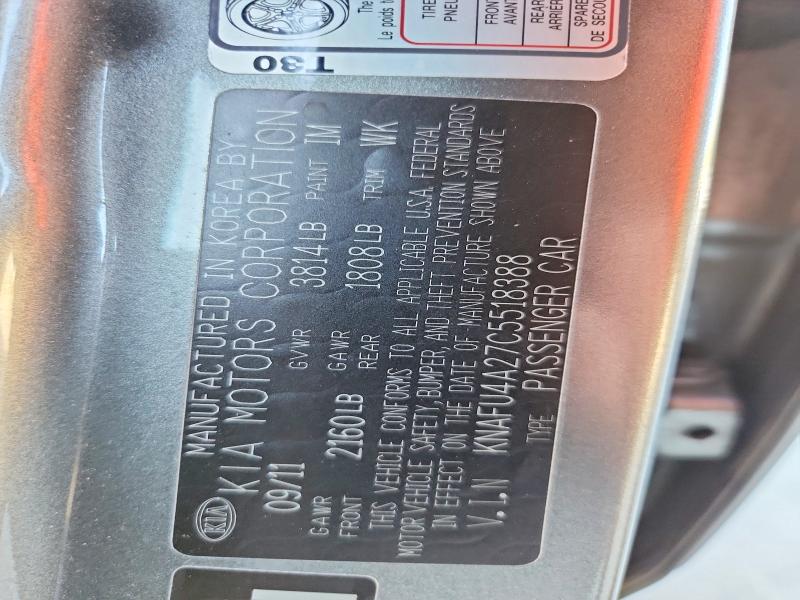 Aukcja sprzedaży 2012 Kia Forte, vin: KNAFU4A27C5518388, numer aukcji: 52948316
