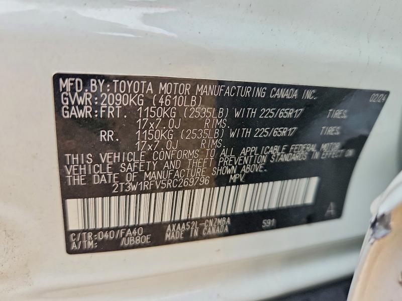 Aukcja sprzedaży 2024 Toyota Rav4, vin: 2T3W1RFV5RC269796, numer aukcji: 52321096