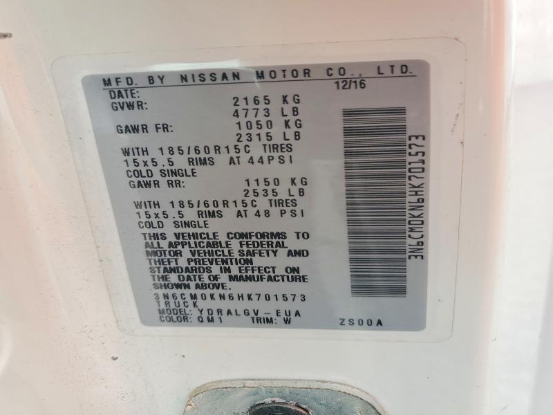 2017 Nissan Nv200 მანქანა იყიდება აუქციონზე, vin: 3N6CM0KN6HK701573, აუქციონის ნომერი: 51986056