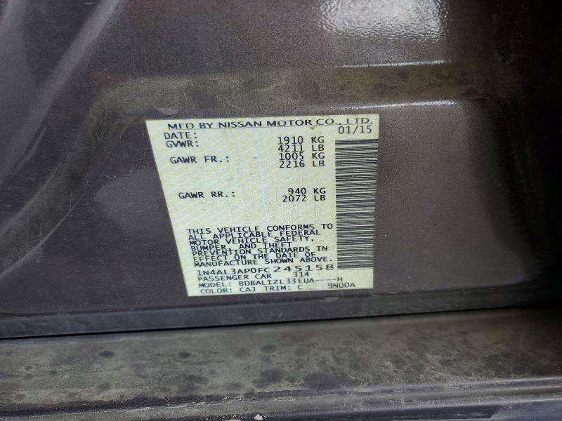 Продажа на аукционе авто 2015 Nissan Altima, vin: 1N4AL3AP0FC245158, номер лота: 53797306