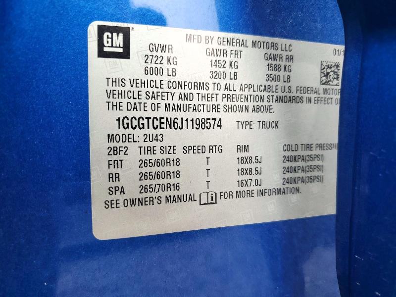 Продаж на аукціоні авто 2018 Chevrolet Colorado, vin: 1GCGTCEN6J1198574, номер лоту: 54443586