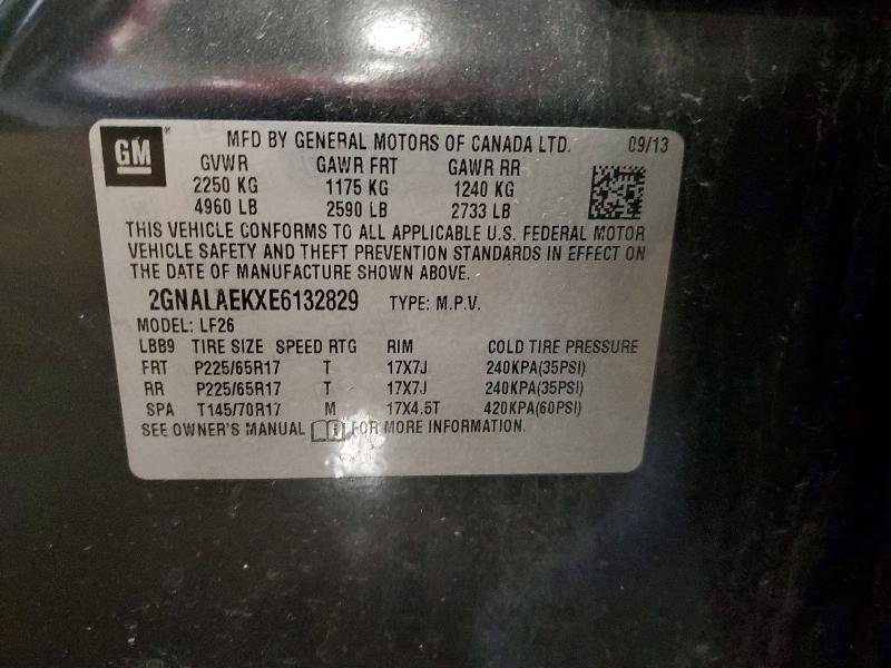 54598186 :رقم المزاد ، 2GNALAEKXE6132829 vin ، 2014 Chevrolet Equinox مزاد بيع