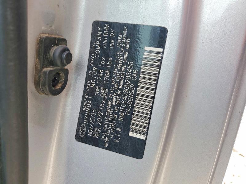 52764286 :رقم المزاد ، KMHTC6AD3GU283453 vin ، 2016 Hyundai Veloster مزاد بيع
