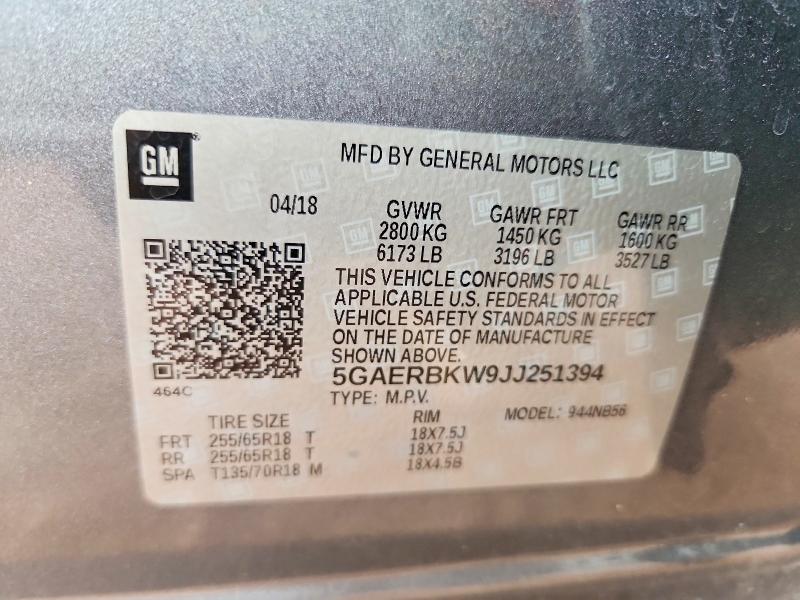 Aukcja sprzedaży 2018 Buick Enclave, vin: 5GAERBKW9JJ251394, numer aukcji: 53289236