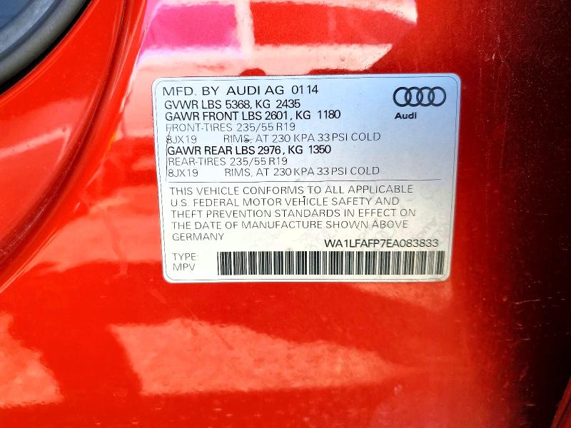 Aukcja sprzedaży 2014 Audi Q5, vin: WA1LFAFP7EA083833, numer aukcji: 52374736