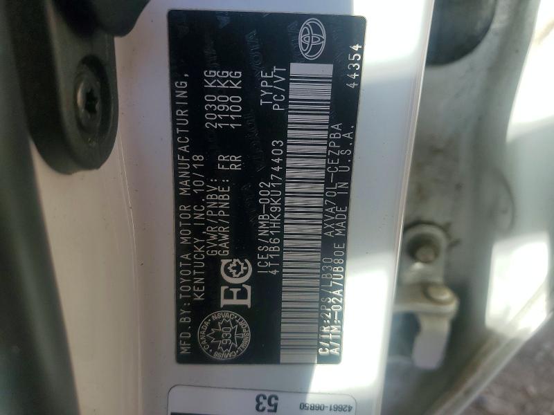 2019 Toyota Camry მანქანა იყიდება აუქციონზე, vin: 4T1B61HK9KU174403, აუქციონის ნომერი: 54214866