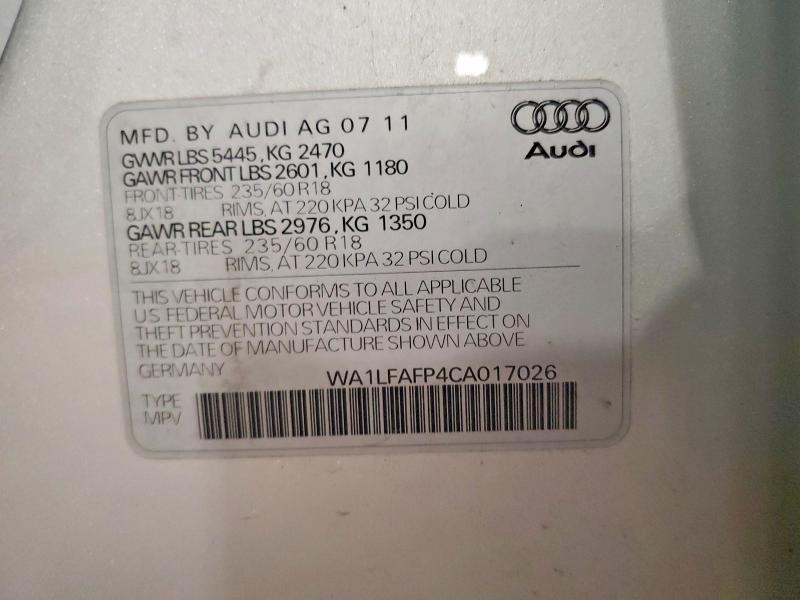 2012 Audi Q5 მანქანა იყიდება აუქციონზე, vin: WA1LFAFP4CA017026, აუქციონის ნომერი: 53502966