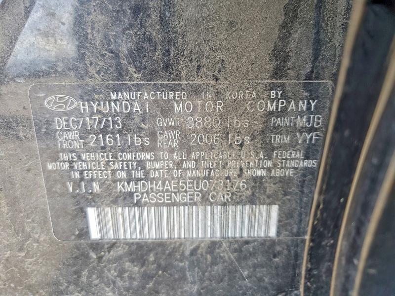 52455556 :رقم المزاد ، KMHDH4AE5EU073176 vin ، 2014 Hyundai Elantra مزاد بيع