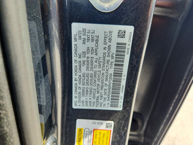 54185026 :رقم المزاد ، 2HKRS5H50PH712004 vin ، 2023 Honda Cr-v مزاد بيع