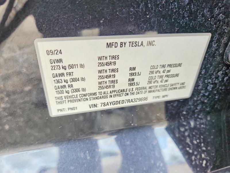 2024 Tesla Model Y მანქანა იყიდება აუქციონზე, vin: 7SAYGDED7RA329696, აუქციონის ნომერი: 55338756